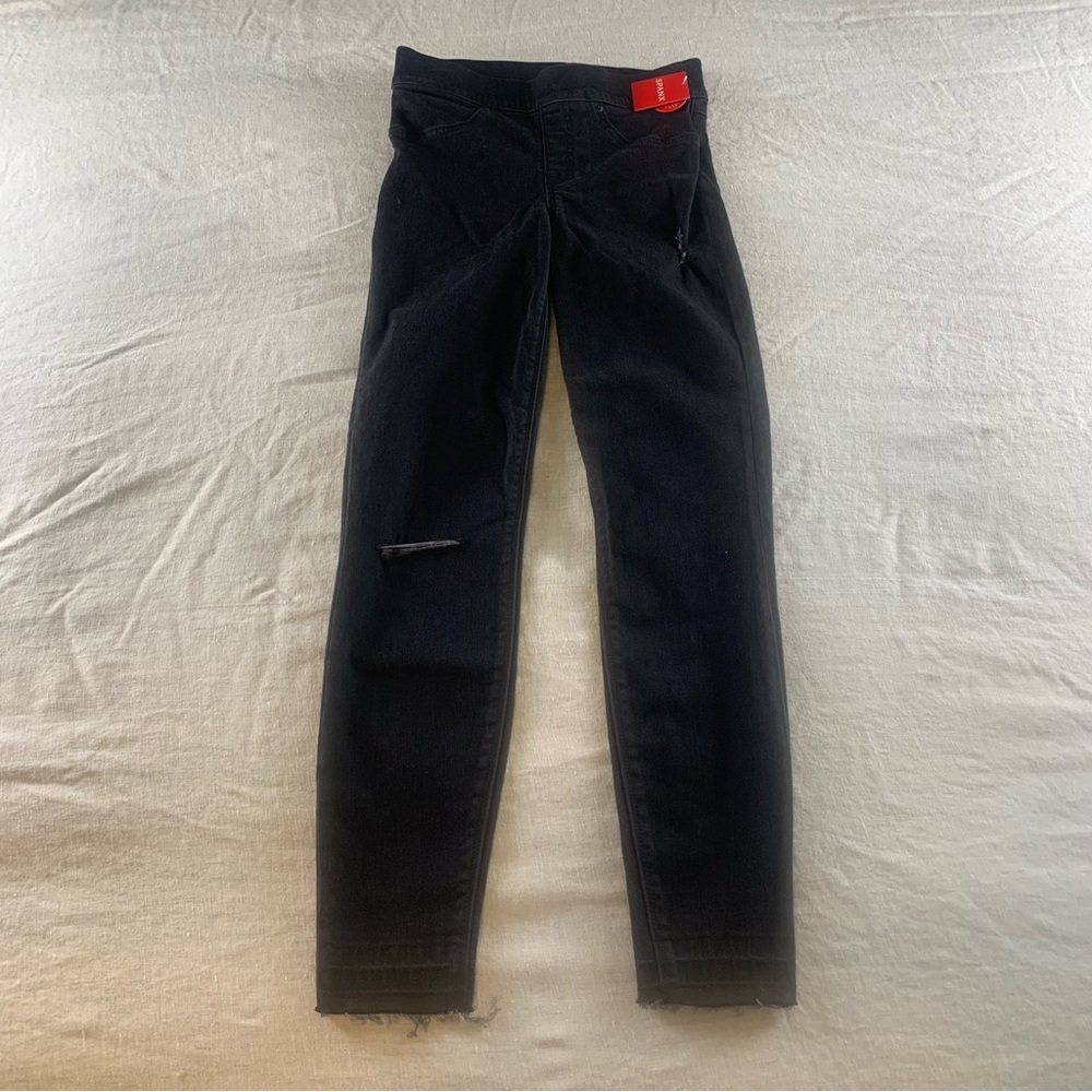 Spanx Skinny Jeans Jeggings Black Pants‎ Xs Women's 20213R Distressed Casual NWT